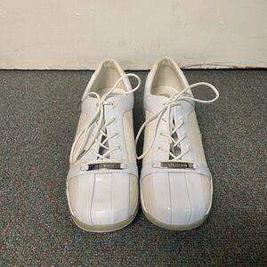 Guess White Leather Sneakers with Logo Accent